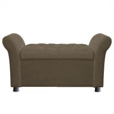 Imagem de Recamier Baú Sapateira Louis 160x Cama Queen Size Suede Cappuccino - Majú Deor