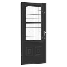 Imagem de Porta de Aço Postigo Quadriculado Tradição 83x215 R50 Abertura Direita