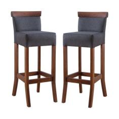 Imagem de Kit 2 Banquetas Alta com Encosto Estofada 36x100 Cm Diamantina Madeira