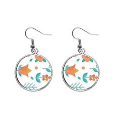 Imagem de Brinco feminino com pingente de prata e flor verde laranja