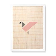 Imagem de Arte Maníacos Quadro Decorativo em Madeira Pássaro Origami Escandinavo - 23x16,25cm (Moldura caixa em laca )