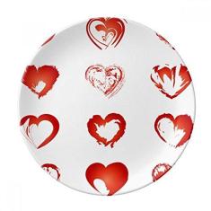 Imagem de Prato de sobremesa com desenho de corações do Dia dos Namorados em porcelana decorativa de 20,32 cm para jantar em casa
