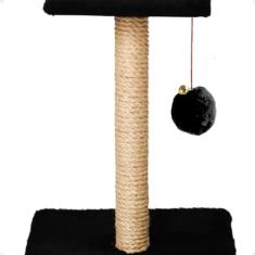 Imagem de Arranhador para Gatos Pet Quadrado Poste Sisal com Brinquedo Pompom Pelúcia Guizo