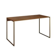 Imagem de Mesa Para Escritório Industrial Base Ferro Dourado Tampo Mdp Amêndoa 1