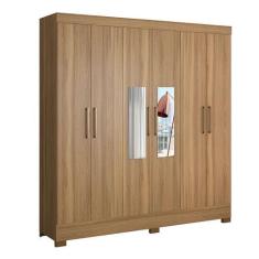 Imagem de Guarda Roupa Casal 6 Portas Com Pés E Espelho Prático Amêndola Touch 6