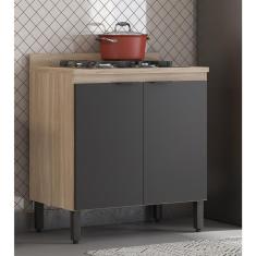 Imagem de Balcão de Cozinha 02 Portas 80 cm c/ Tampo Firenze Avena Grafito Demóbile