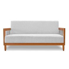 Imagem de Sofá 2 Lugares Base De Madeira Mariana 160 Cm Linho S04 - D'rossi Cor Grigio