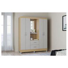 Imagem de Guarda Roupa Solteiro Ambiente Cordoba 4 Portas Damasco Off White - Poquema