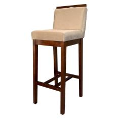 Imagem de Banqueta Alta para Bancada de Cozinha Líbia Madeira Capuccino Suede Bege CCS