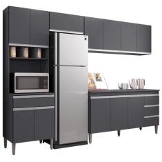 Imagem de Cozinha Completa Modulada 4 Peças Andréia 280 cm Cinza AJL Móveis