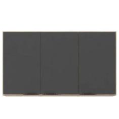 Imagem de Armário Aéreo Cozinha Firenze 1,20 Cm 3 Portas Cor Avena e Grafite - Fabrica 1 Móveis