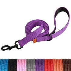 Imagem de lynxking Coleira para cães de 1,8 m para cães grandes, médios e pequenos, trelas de nylon resistentes para caminhadas e treinamento, coleira resistente para cães de 1,8 m com anel D para cães