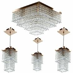 Imagem de Kit 1 Lustre Cristal Acr Dream + 3 Pendentes Spark Cobre
