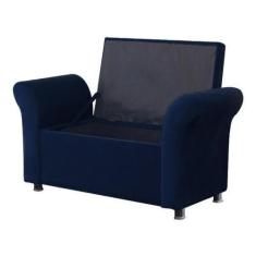 Imagem de Recamier Calçadeira Bau Egeo 160 X 51 Sued Azul Marinho - Dominic Deco