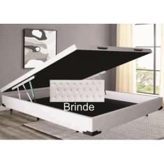 Imagem de Cama Box Baú Casal Sintético Branco 38X138x188 - Rr Colchoes