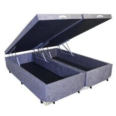 Imagem de Cama Box Baú King Bipartido SP Móveis Suede Cinza - 39x198x203
