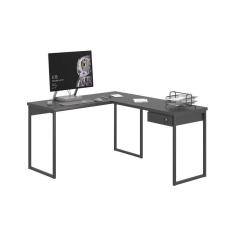 Imagem de Mesa Em L Com 1 Gavetas Ferv Preto Onix