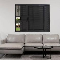 Imagem de Janela Veneziana de Alumínio 3 Folhas 100 x 150cm Linha 25 com Grade Esquadrias Bergame Preto