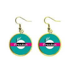 Imagem de Brinco feminino preto Freedom Equal Rights Ear Pendente Golden Drop Jewelry