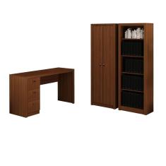 Imagem de Escritório Com Mesa Para Computador 2 Estantes Amendoa