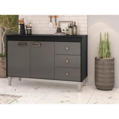 Imagem de Balcão De Cozinha Para Pia 120cm 2 Portas E 3 Gavetas Bréscia Grafite