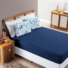 Imagem de Jogo De Cama Casal Quality 100% Algodão 03 Peças Geometrico Azul - Bia
