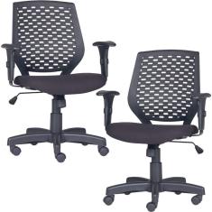 Imagem de Kit 2 Cadeiras De Escritório Giratória Tech Corano Preto