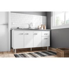 Imagem de Gabinete de Pia Armário Gabriela 150cm Branco S/Tampo - AJL Móveis