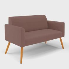 Imagem de Sofá Namoradeira Pés Palito Castanho Marisa Veludo Rosê D03 - D'Rossi