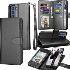 Imagem de Tekcoo Capa carteira para Galaxy S21 FE 5G / S21 Fan Edition 5G, compartimento para cartões de crédito de dinheiro de luxo com capa flip de couro PU [capa rígida magnética destacável] para Samsung S21