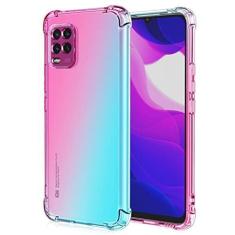 Imagem de Ueokeird Capa para Mi 10 Lite, Xiaomi 10 Lite 5G, capa protetora transparente e fofa gradiente fina antiarranhões flexível TPU à prova de choque para Xiaomi Mi 10 Lite 5G (rosa)