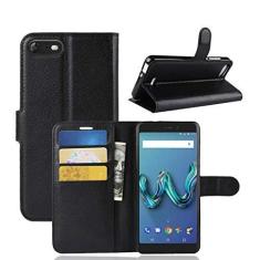 Imagem de Capa Wiko Tommy 3, capa carteira flip de couro PU premium com compartimento para cartão, suporte e fecho magnético [capa interna à prova de choque de TPU] Compatível com Wiko Tommy 3