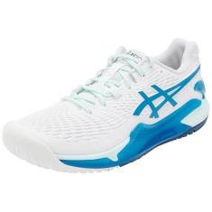 Imagem de ASICS Tênis feminino Gel Resolution 9, Branco, azul-petróleo, 38