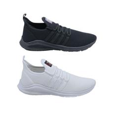 Imagem de Kit 2 Tênis Unissex Casual Esportivo Branco e Preto - CFT, Branco, Pre