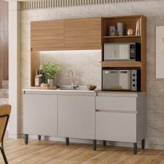 Imagem de Cozinha Compacta para Pia Amaranto 5 Portas 1 Gaveta Amêndola/Nude Prime Tx - Demóbile