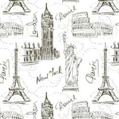 Imagem de Papel De Parede Adesivo Volta Ao Mundo New York London Paris