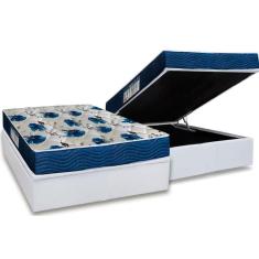 Imagem de Cama Box Baú Casal: Colchão Anatômico Ortobom D28 ISO 60 Super Firme + Base CRC Courano White (138x188)