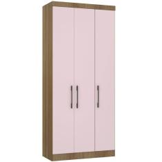 Imagem de Guarda Roupa Modulado 101,50cm 3 Portas Paris Luciane Móveis Avelã Pf Com Rosa Pf