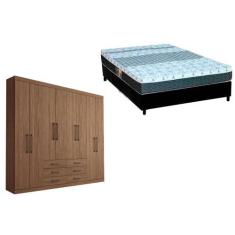 Imagem de Cama Box Casal + Colchão Class Castor + Guarda Roupa Master 8.6 Demoli