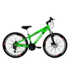 Imagem de Bicicleta Freeride Aro 26 Freio a Disco 21 Velocidades Câmbios Shimano Verde Neon - Viking