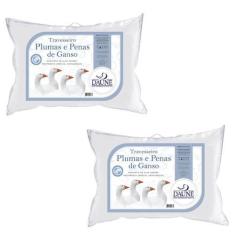 Imagem de Kit 2 Travesseiros 70x50 50% Penas 50% Plumas de Ganso - Daune