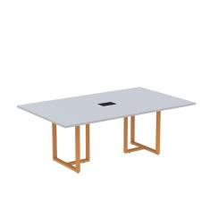 Imagem de Mesa de Reunião Retangular com Power Box 200x90cm Mr2000p25tub Cinza/Laranja