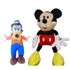 Imagem de 02 Brinquedos Pelucia Mickey 45cm e Pateta 35cm Antialergico Bordado -