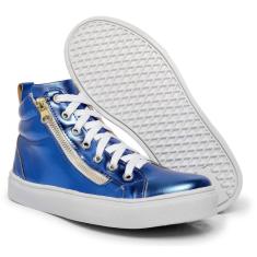 Imagem de Tênis Cano Médio Metalizado Lk Store Fecho de Cadarço e Zíper