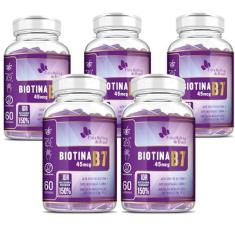 Imagem de 5x Biotina (B7) Cabelos e pele 150% IDR 60 Caps Flora Nativa