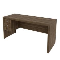 Imagem de Mesa Escritório Com 3 Gavetas Me4113 Nogal - Tecnomobili - Tecno Mobil