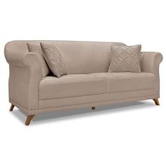 Imagem de Sofá Living 2 Lugares 1,60m Vênus Linho Areia Pés Castanho - Pallazio