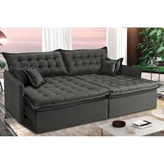 Imagem de Sofá Sem Caixa Retrátil Reclinável 2,15m Cama Inbox Versátil com Pillow Top e Molas Velusoft Cinza