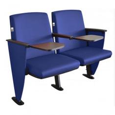 Imagem de 02 Cadeiras Para Auditório Com Prancheta Linha Viena Auditório Azul