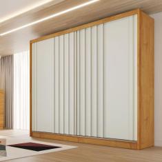 Imagem de Guarda-Roupa Solteiro Galati 2 Portas 4 Gavetas 100% Mdf com Ripado Peroba/Off White - Mademarques